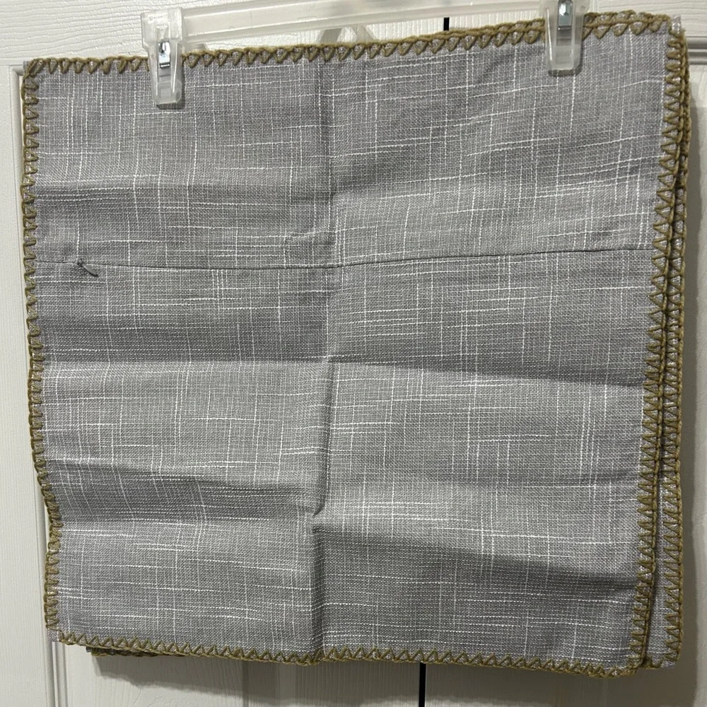Miulee Set of 2 Gray Pillow Covers Square Burlap Trim Farmhouse 17”X17” NEW